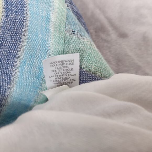 J Jill Linen Dress Womens Medium Petite Long Maxi Love Blue Diagonal Striped PM - Picture 12 of 12